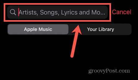 Applen musiikin hakukenttä