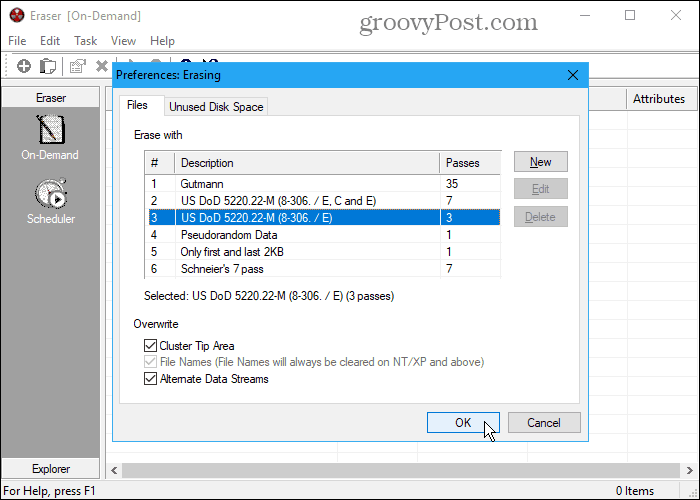 Eraser-suojattu poistotyökalu Windowsille