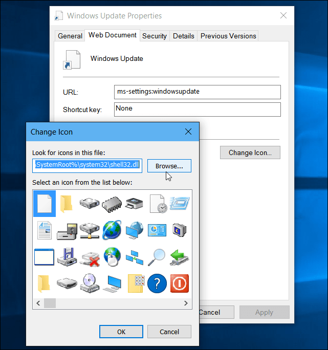 Windows 10: Tee työpöytä tai käynnistä pikakuvake Windows Update -sovellukseen