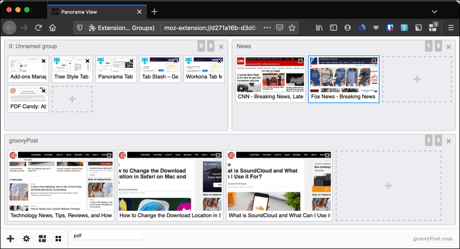 Panorama-välilehtiryhmät järjestämään Firefox-välilehdet