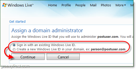 luoda Windows Live -verkkotunnuksen järjestelmänvalvojan tili tai käyttää nykyistä live-tiliä