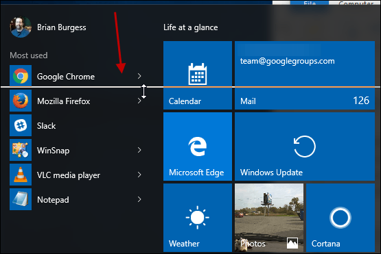 Muuta Windows 10 Käynnistä-valikon kokoa