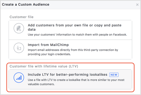 Facebook luo mukautetun yleisön LTV: n avulla