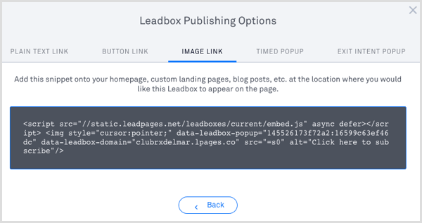 LeadPages-Leadbox-julkaisukoodi 