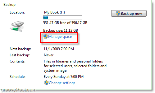 Windows 7 Backup - hallitse levyn varmuuskopiotilaa