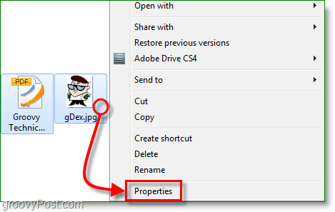 Napsauta tiedostoa hiiren kakkospainikkeella ja näytä sen ominaisuudet Windows 7: ssä