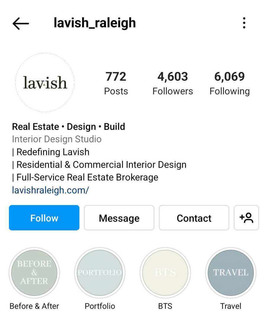 instagram-bio-lavish_raleigh-esimerkki. 