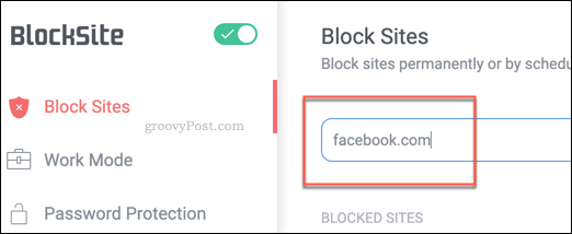 Estetyn sivuston lisääminen BlockSite-estolistaan ​​Chromessa