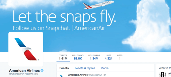 amerikkalaiset lentoyhtiöt twitter-kuva snapchat: lla