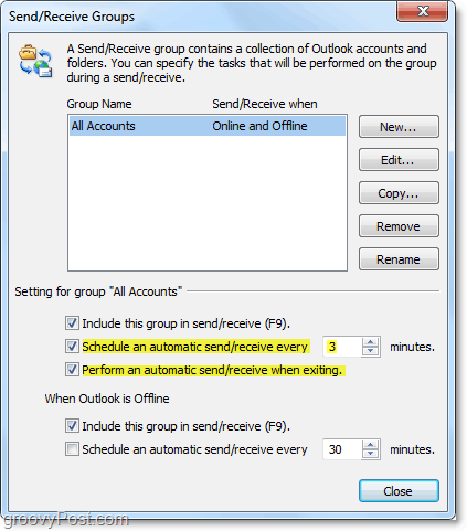 muokata automaattista lähetys- ja vastaanottoaikaa Outlook 2010: ssä
