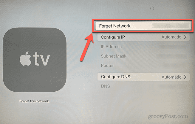 Apple TV unohda verkko