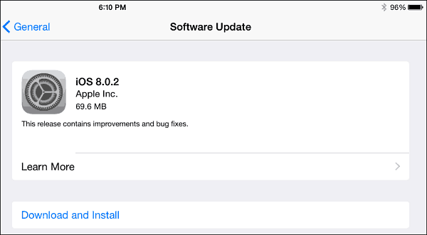 iOS 8.0.2 -päivitys