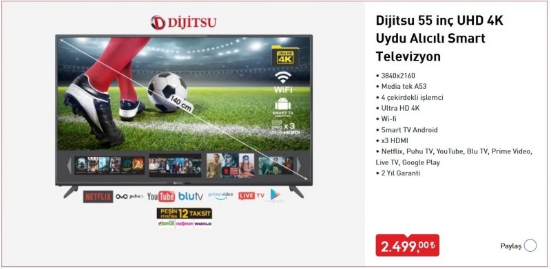 Kuinka ostaa Dijitsu Smart TV: tä BİM: ssä? Dijitsu Smart TV -ominaisuudet