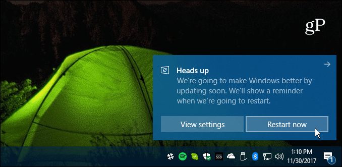 Käynnistä uudelleen vaadittava Windows 10 -kumulatiivinen päivitys