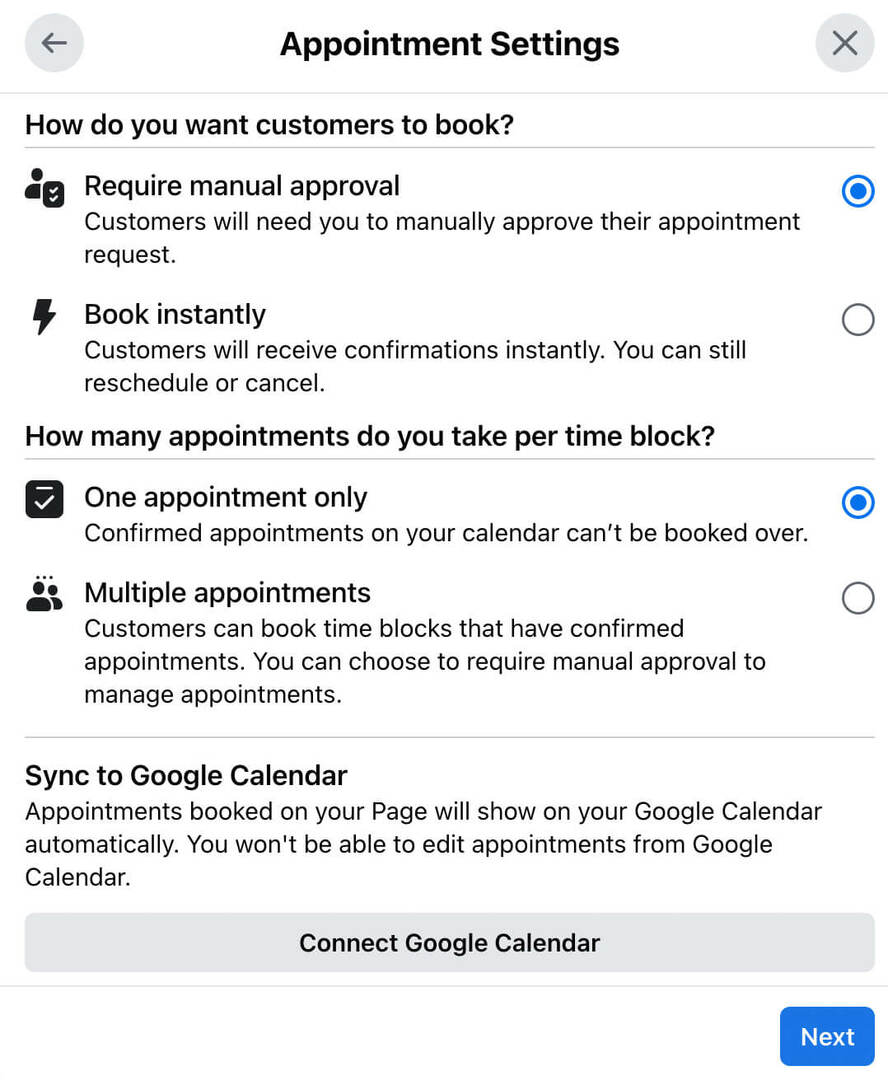 how-to-create-book-now-action-button-for-classic-facebook-page-confirm-appointment-settings-review-appointments-manually-use-native-prevent-double-bookings-sync-google-calendar- esimerkki-7