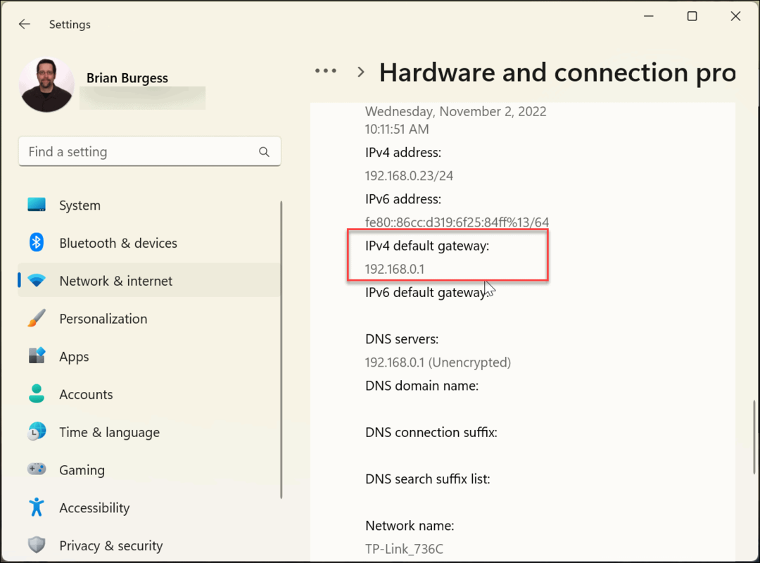 Etsi reitittimen IP-osoite Windows 11:ssä