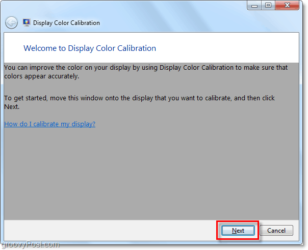 Windows 7 näyttää värikalibroinnin tervetuloa-ikkunan