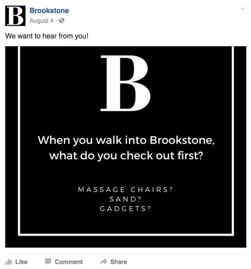 brookstone facebook-viesti