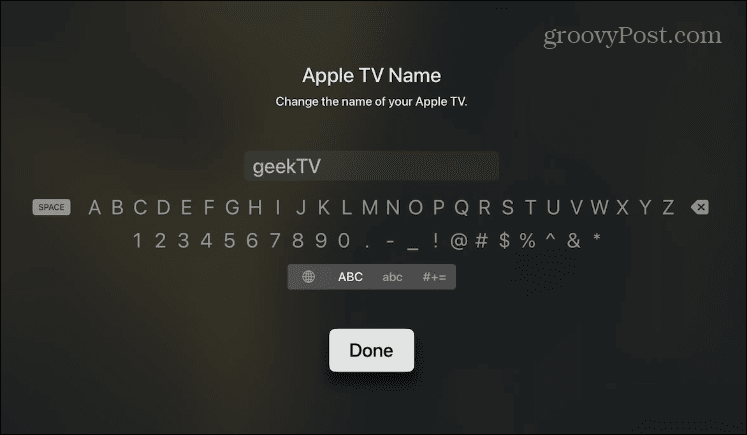 Vaihda Apple TV: si nimi