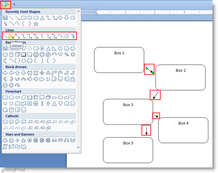 Microsoft Word 2007 LInes -kaavio