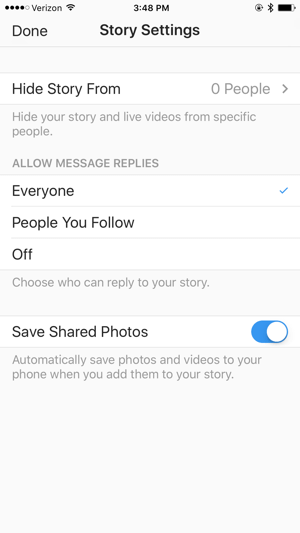Tarkista Instagram Story -asetuksesi ennen live-lähetystä.