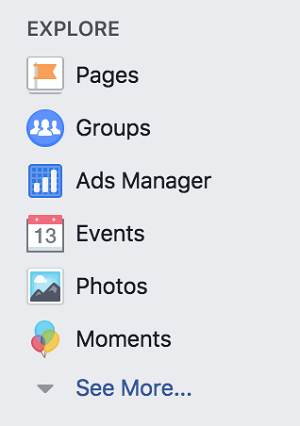 Pääset Facebook-ryhmiin henkilökohtaisen Facebook-profiilisi Tutki-osiosta.