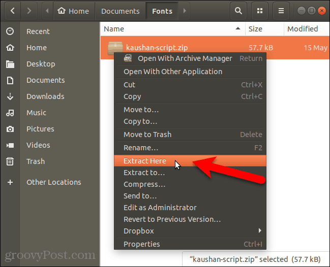 Pura fonttitiedosto Nautiluksesta Ubuntuun