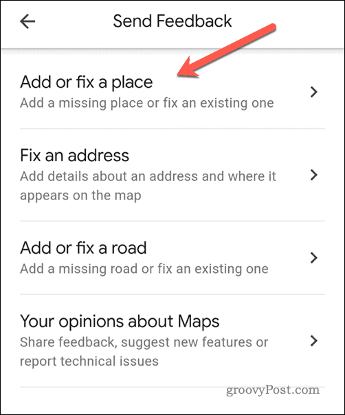 Lähetä palautetta Google Mapsissa mobiililaitteella