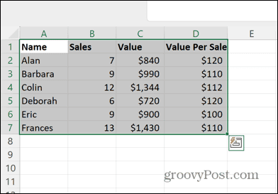 excel kaikki valitut solut