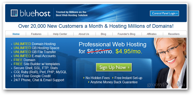 bluehost-verkkotunnus ja web-hosting