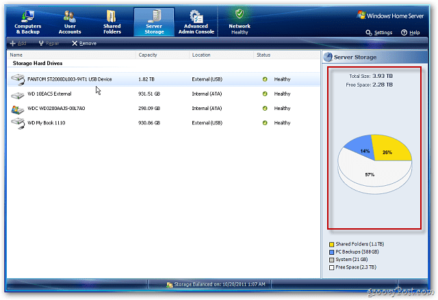 Windows Home Server: Lisää ulkoinen kiintolevy tallennustilan lisäämiseksi