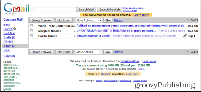 Gmailin vanhan tyylin html