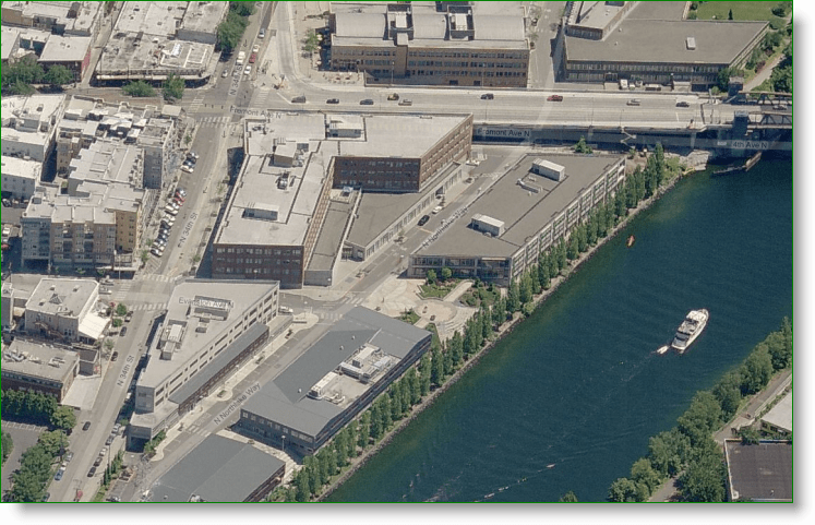 Bing Maps Bird's Eye View - Google-päämaja Seattlessa - Fremont Wa