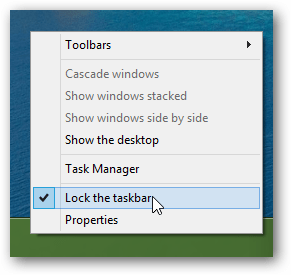 avaa Windows 8 tehtäväpalkki