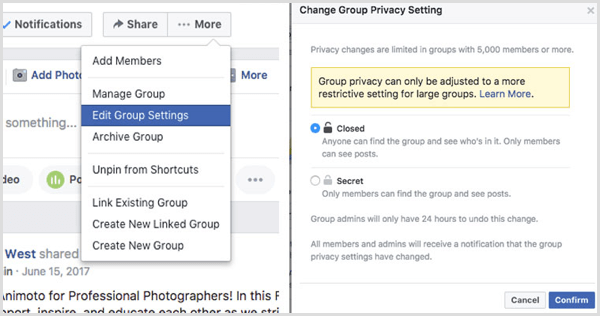 Facebook-ryhmä muuttaa tietosuoja-asetusta