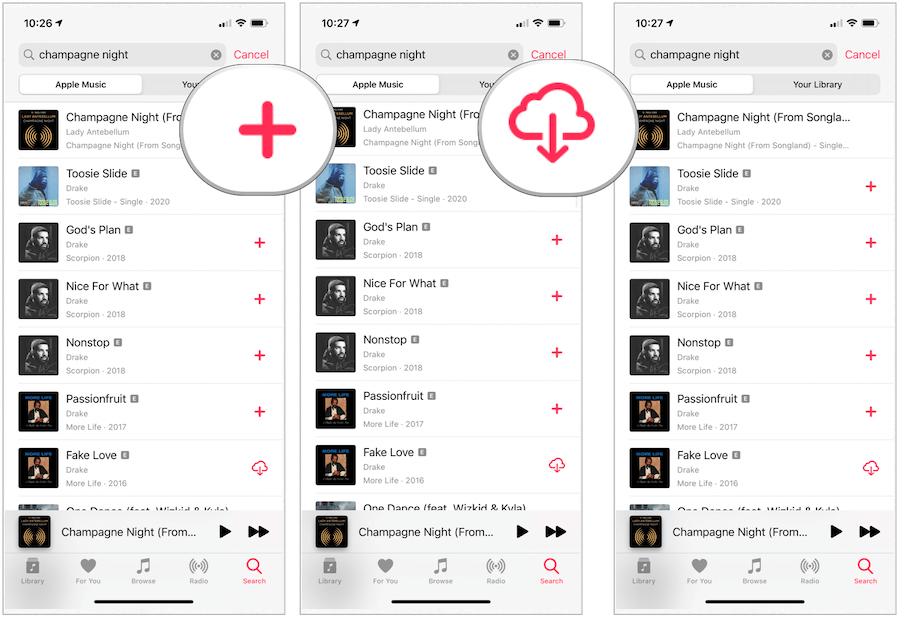 Apple Music lataa kappaleita laitteeseen