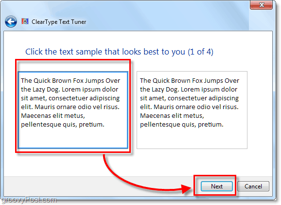 vaihe 1 ClearType-kalibroinnista Windows 7: ssä