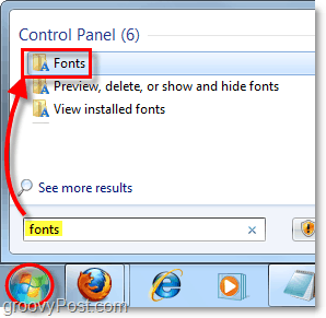 pääset fonttien ohjauspaneeliin Windows 7: ssä 