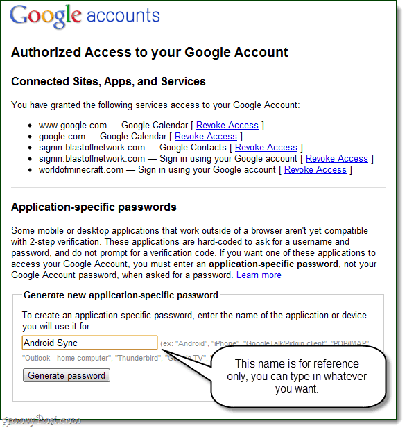 käytä Googlea sovelluskohtaisten salasanojen luomiseen