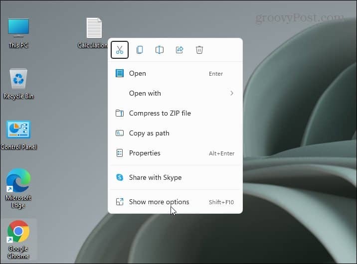 Uusi pikavalikko Windows 11