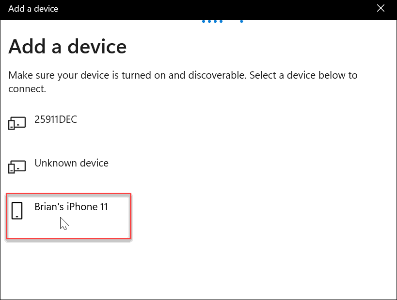 valitse bluetooth iphone käytä dynaamista lukitusta Windows 11:ssä