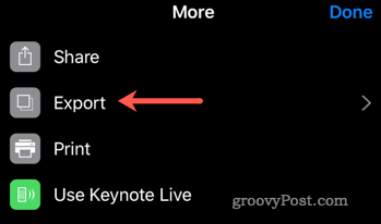 Aloita vientiprosessi Keynotesta PowerPointiin iOS: lla