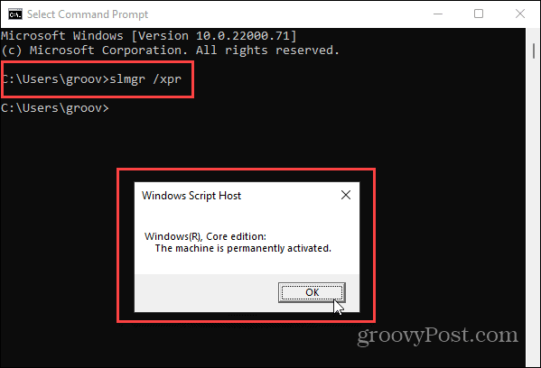 Komentokehote Windows 11 Activataion
