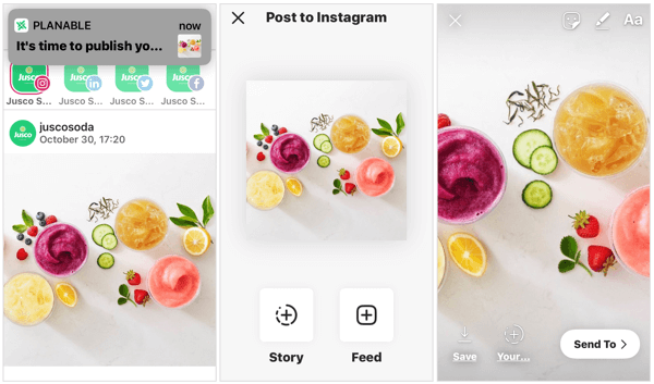 Aikataulu Instagram-tarina Planable-palvelun kautta
