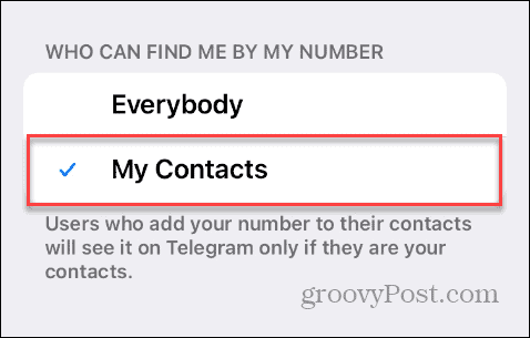 Etsi puhelinnumeron mukaan Telegramista