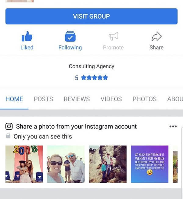Facebookin mobiilisovellus ehdottaa nyt Instagram-valokuvia jakamista sivulle.