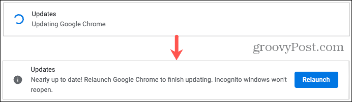 Google Chromen päivittäminen ja käynnistäminen uudelleen