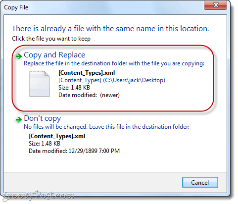 korvata .xml-tiedostot Windows 7: ssä