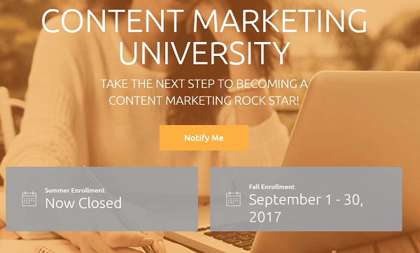 CMI: n tilauspohjainen koulutusohjelma on Content Marketing University.