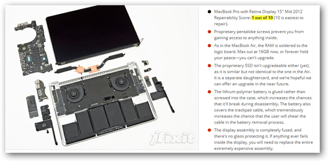 Vuoden 2012 MacBook Pron vaikein korjata